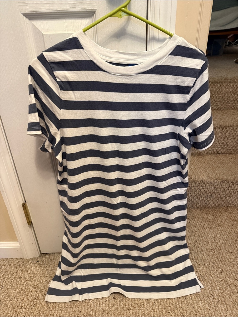 Navy and White Striped T-shirt Dress